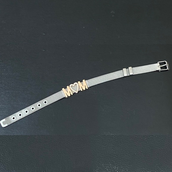 MOM Stainless Steel Mesh Slider Belt Buckle Clasp Bracelet 22.1g - Picture 11 of 13